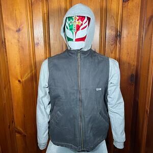 Wolverine L Workwear Sherpa Vest Gray Canvas Lined Utility Casual